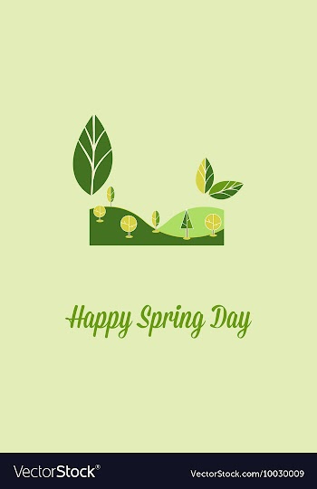 With spring leafs and vector image