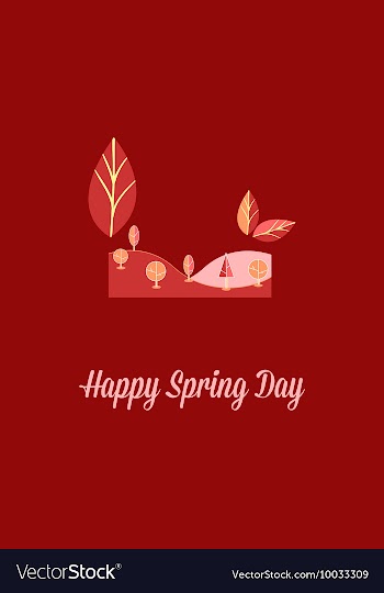 With spring leafs and vector image