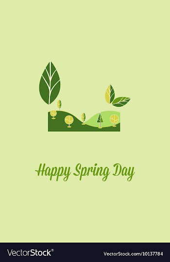 With spring leafs and vector image