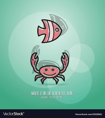 With summer and crab and fish vector image