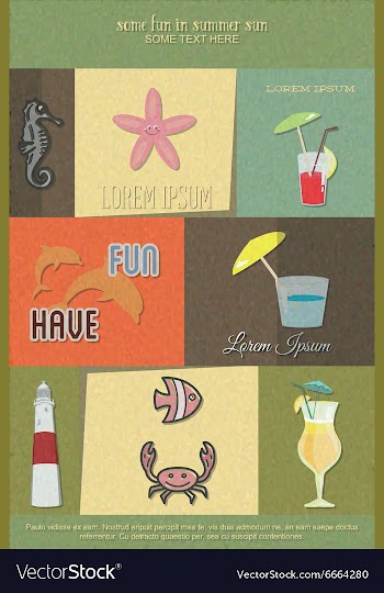 With summer and crab and fish vector image