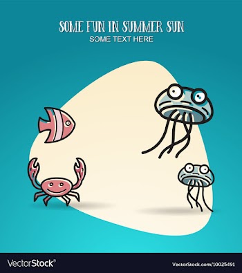 With summer and jellyfish vector image