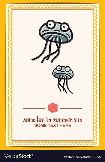 With summer and jellyfish vector image