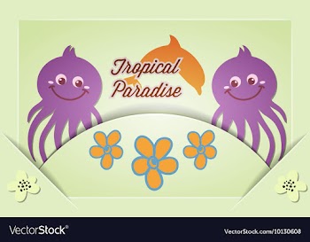 With summer and octupus vector image