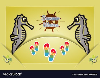 With summer and sea horse vector image
