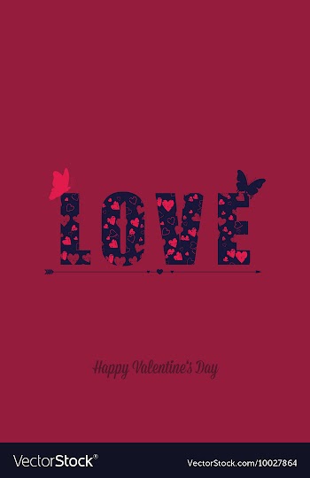 With text heart butterfly and vector image