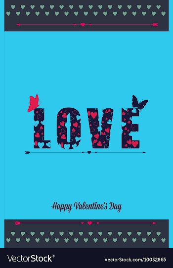 With text heart butterfly and vector image