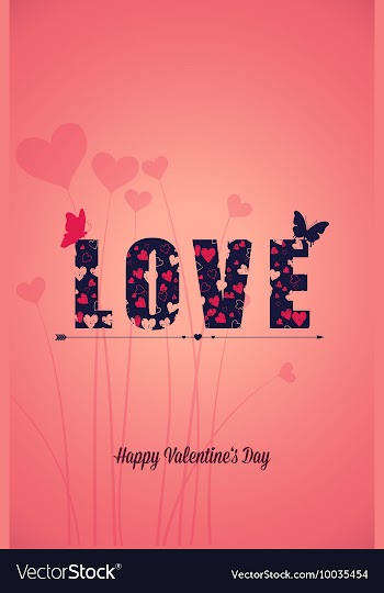 With text heart butterfly and vector image