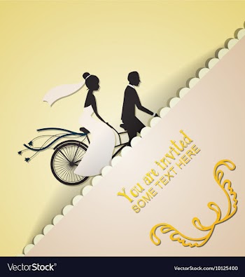 With wedding and wedding bike vector image