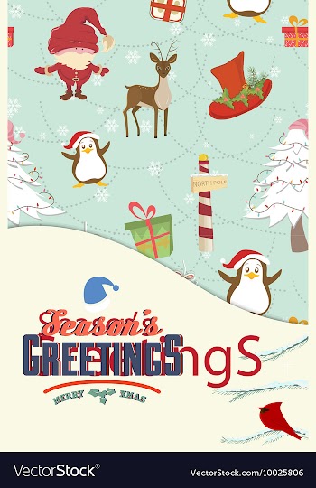 With winter elements and holiday elements vector image