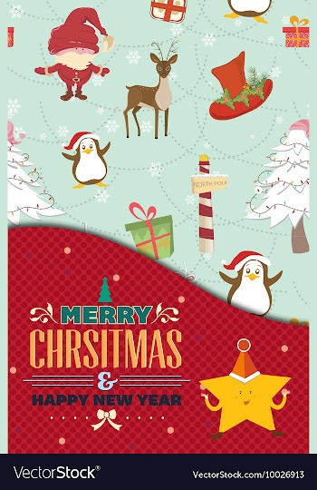 With winter elements and holiday elements vector image