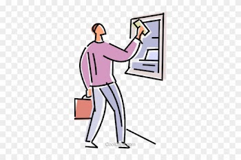 Withdrawing Money From A Bank Machine Royalty Free - Geld Abheben Clipart