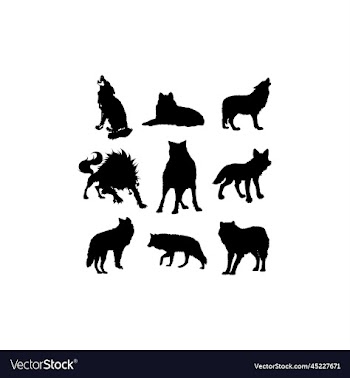 wolf animal set silhouette design