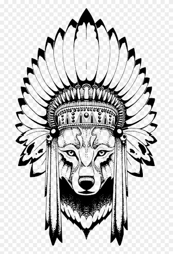 Wolf By Quidames - Wolf With Indian Headdress