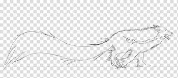 Wolf creature line art transparent background PNG clipart