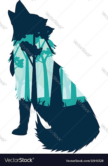 Wolf Howling with Forest vector image