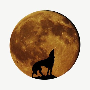 Wolf & moon collage element, | Free PSD - rawpixel
