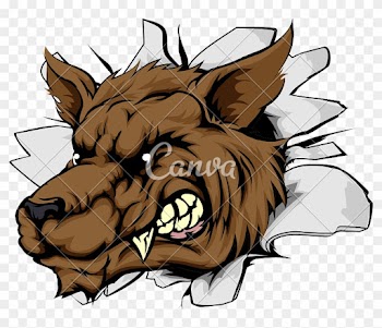 Wolf Sports Mascot Breakthrough Illustration - Mean Animal Drawings