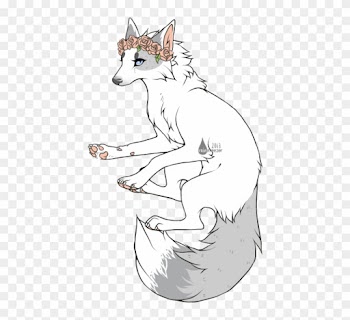 Wolf With Crown Drawing - Anime Wolf With Flower Crown