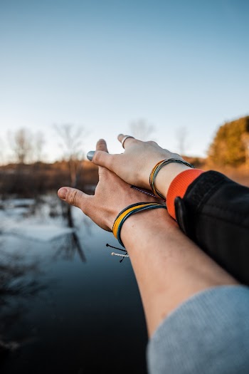 Woman's Right Hand on Top of Man's Right Hand