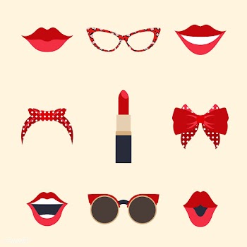 Woman accessories photo booth props vector | Free stock vector - 537545