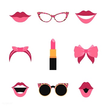 Woman accessories photo booth props vector | Free stock vector - 537555