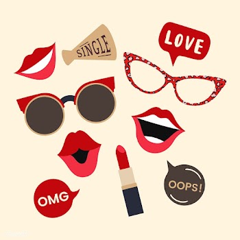 Woman accessories photo booth props vector | Free stock vector - 537567