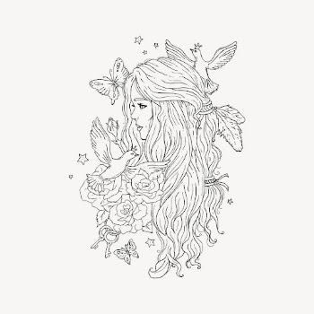 Woman aesthetic portrait drawing, line | Free PSD - rawpixel