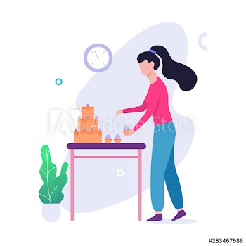 Woman and big delicious cake