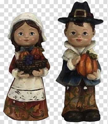 Woman and man holding pumpkin figurines transparent background PNG clipart