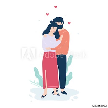 Woman and man in love