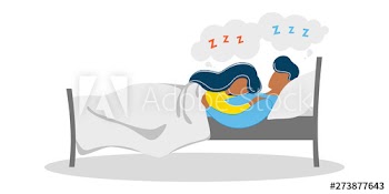 Woman and man sleep together in the bed