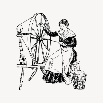Woman at spinning wheel clipart, | Free Vector Illustration - rawpixel