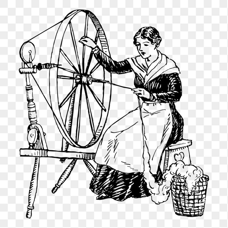 Woman at spinning wheel png | Free PNG - rawpixel