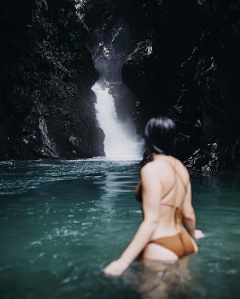 Woman at waterfall. Free public | Free Photo - rawpixel