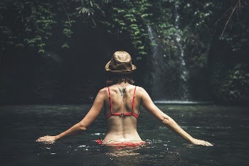 Woman at waterfall. Free public | Free Photo - rawpixel