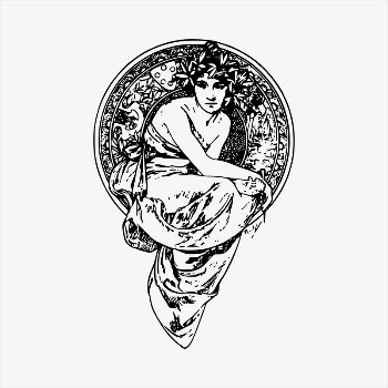 Woman badge  clipart, vintage | Free Vector - rawpixel