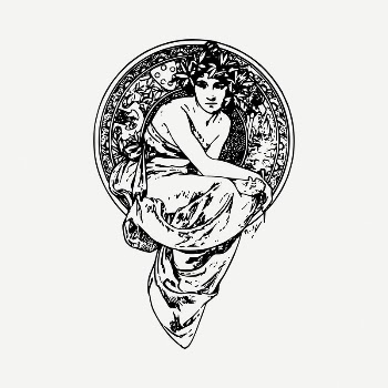 Woman badge drawing, vintage illustration | Free PSD - rawpixel
