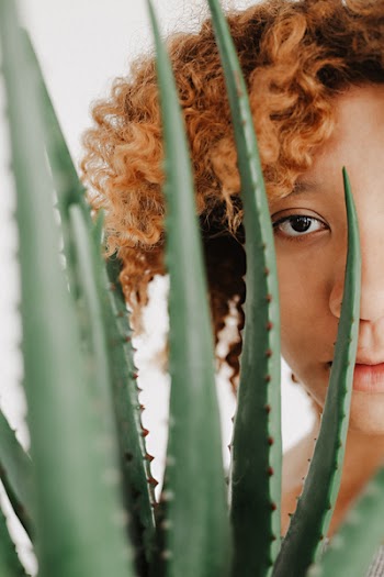 Woman Behind Aloe Vera Photography