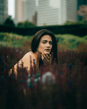 Woman Behind Grass