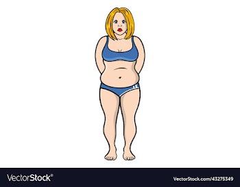 woman belly fat cartoon overweight unhappy