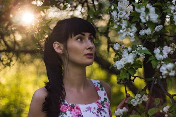 Woman Beside White Petaled Flowers during Golden Hour Photography
