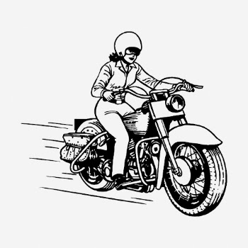 Woman biker drawing, vintage vehicle | Free Photo - rawpixel