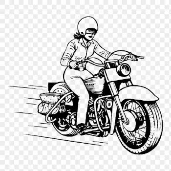 Woman biker png clipart, vintage | Free PNG - rawpixel