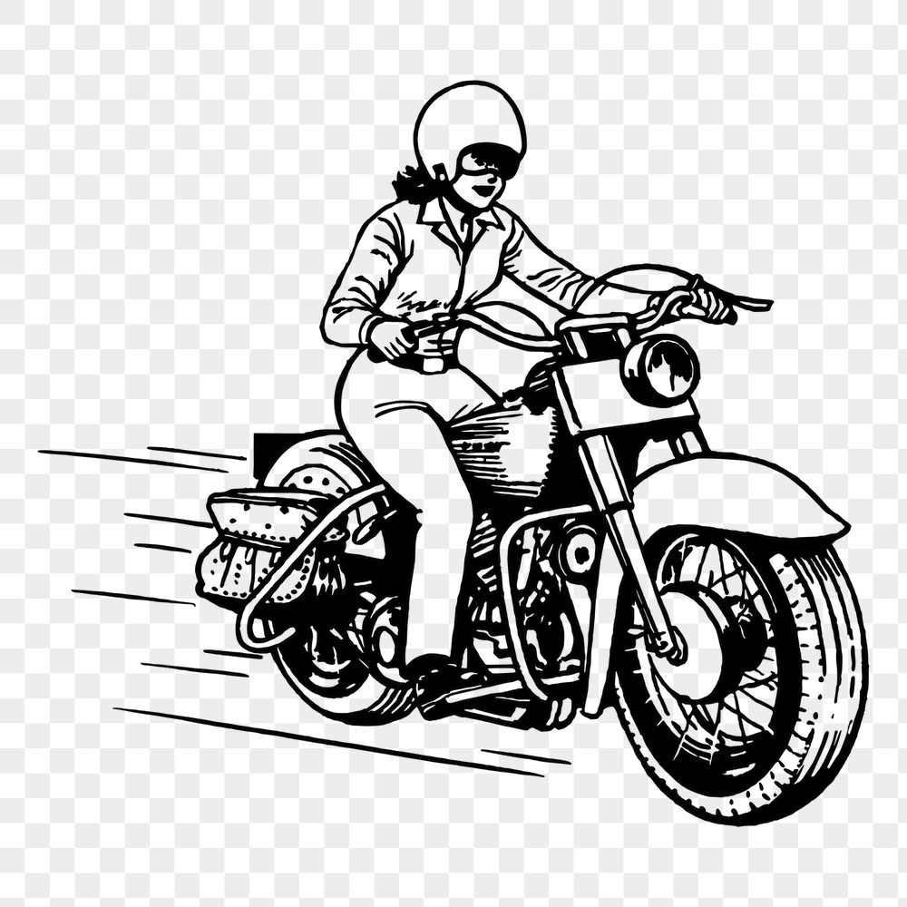 Woman biker png sticker, vintage | Free PNG - rawpixel
