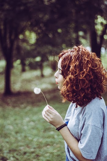 Woman Blowing Dandelion Flower