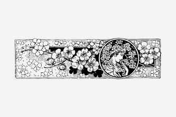Woman border drawing clipart, floral | Free PSD - rawpixel