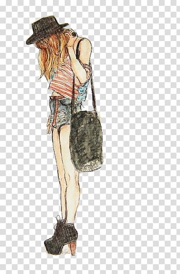 Woman carrying bag illustration, Fashion illustration Drawing Sketch, Shopping Fashion Girl transparent background PNG clipart