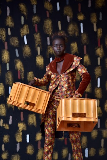 Woman Carrying Crates