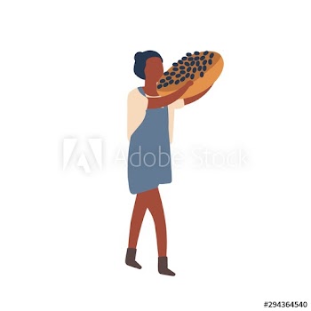 Woman carrying fruit harvest flat vector illustration